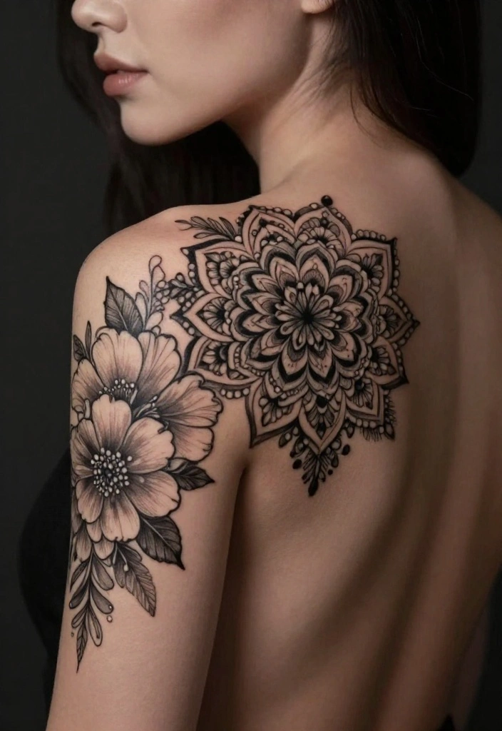 14 Flower Flash Tattoo Ideas With Soft Artistic Detail 51 14 Flower Flash Tattoo Ideas With Soft Artistic Detail - 11. Nature-Inspired Mandala Flowers 1