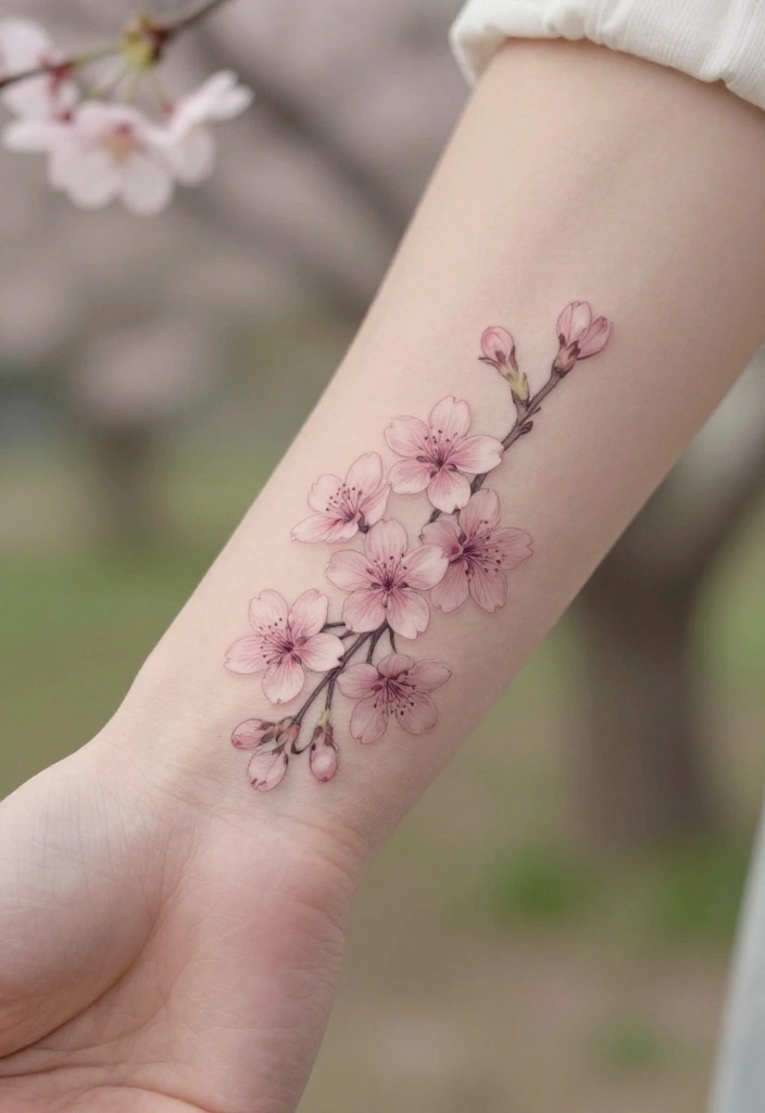 14 Flower Flash Tattoo Ideas With Soft Artistic Detail 25 14 Flower Flash Tattoo Ideas With Soft Artistic Detail - 5. Minimalist Cherry Blossoms 1