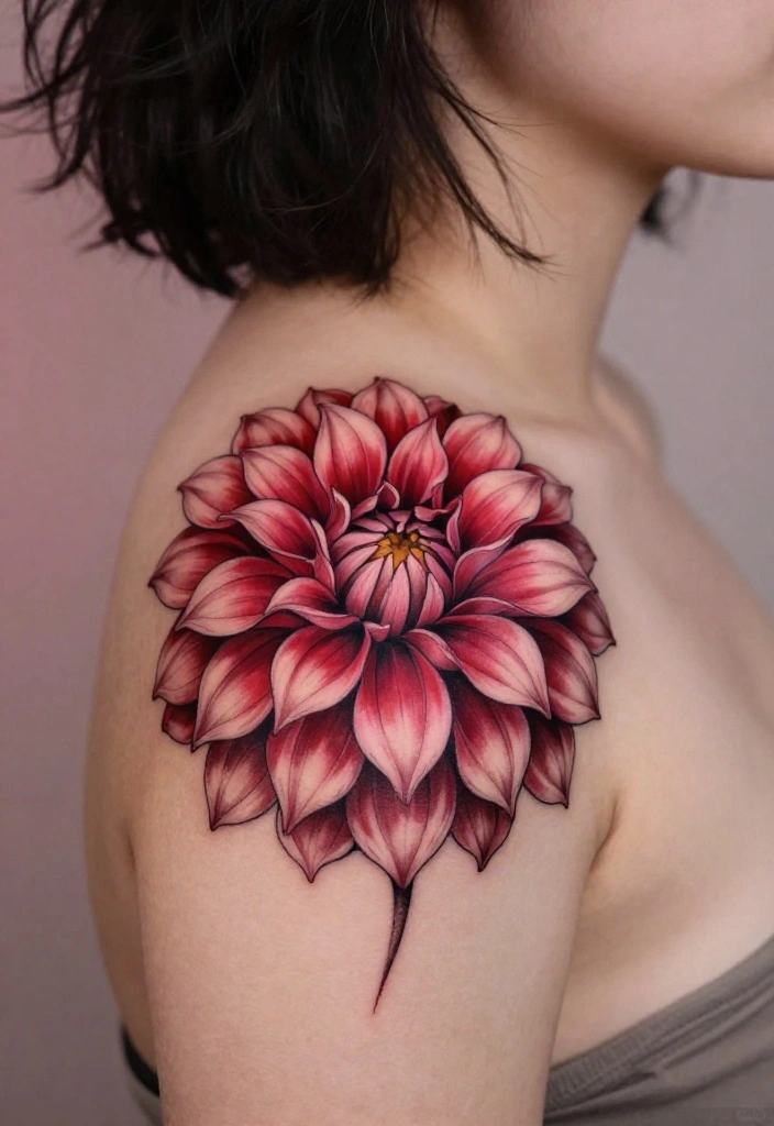 14 Flower Flash Tattoo Ideas With Soft Artistic Detail 26 14 Flower Flash Tattoo Ideas With Soft Artistic Detail - 6. Artistic Dahlia 1