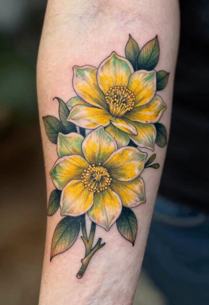 14 Jonquil Flower Tattoo Ideas With Soft Spring Meaning 41 14 Jonquil Flower Tattoo Ideas With Soft Spring Meaning - 11. Double Jonquil Floral Design 1