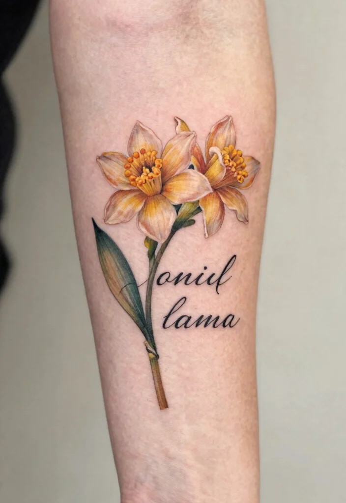 14 Jonquil Flower Tattoo Ideas With Soft Spring Meaning 28 14 Jonquil Flower Tattoo Ideas With Soft Spring Meaning - 8. Jonquil Flower with Inspirational Quote 1