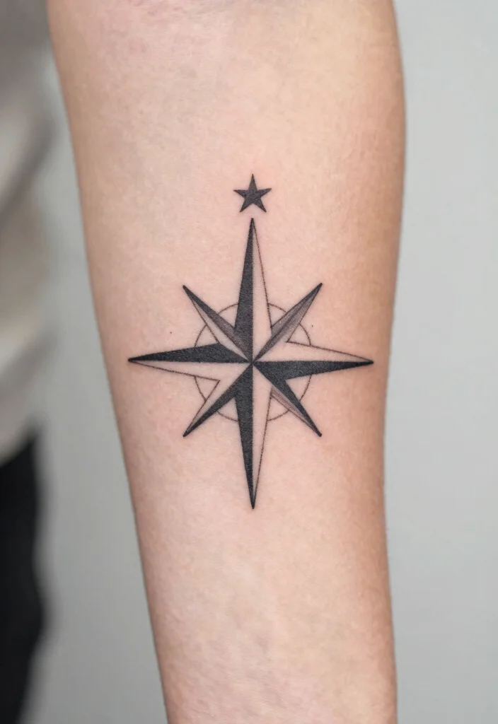 14 Simple Star Tattoo Ideas With Clean Minimal Style - 10. Star Compass Tattoos 1