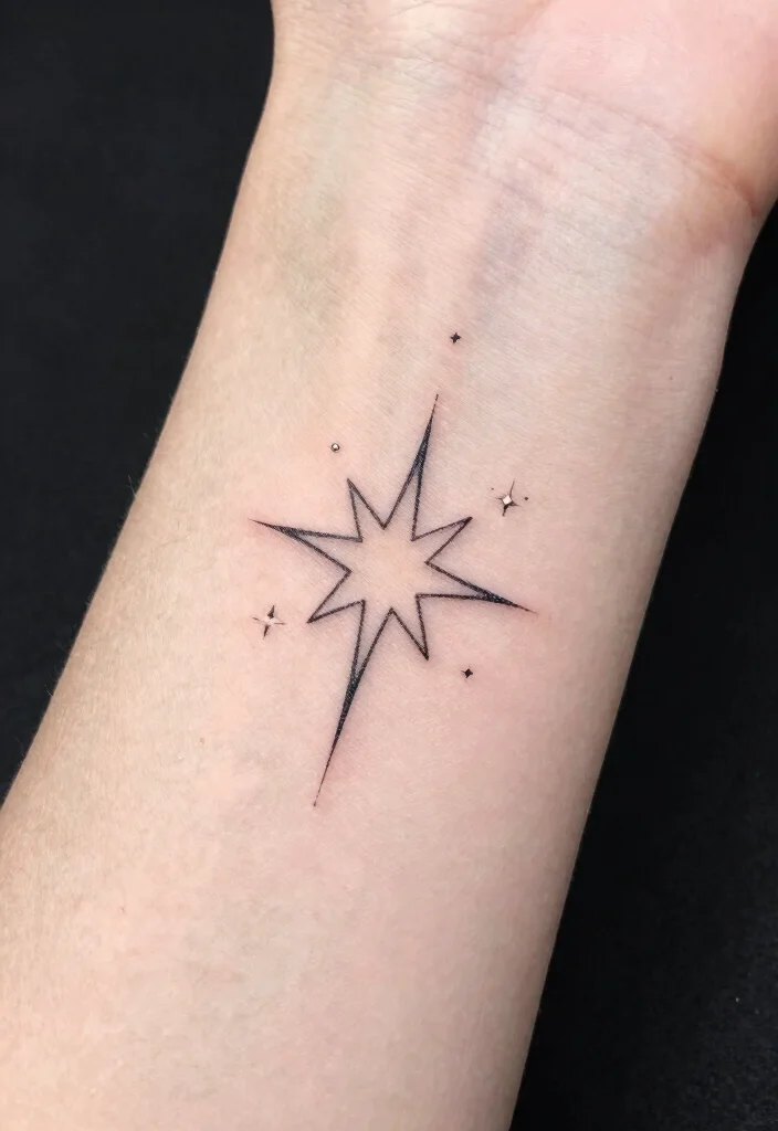 14 Simple Star Tattoo Ideas With Clean Minimal Style - 13. Minimalist Star Tattoos with Sparkle 1