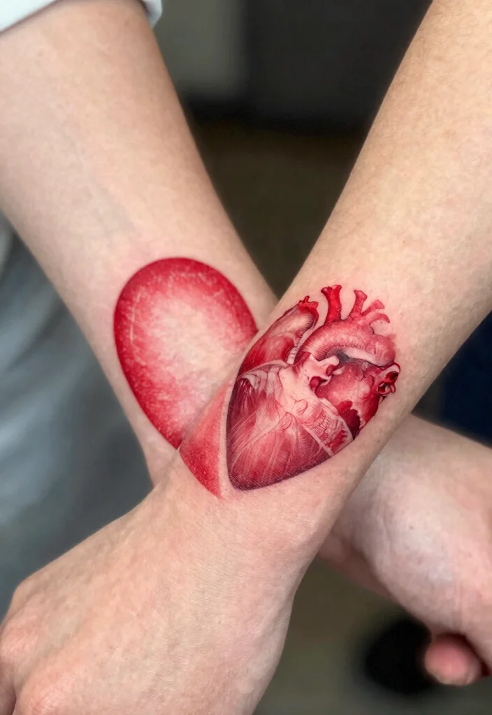 14 Small Red Heart Tattoo Ideas With Cute Bold Detail 51 14 Small Red Heart Tattoo Ideas With Cute Bold Detail - 11. Split Heart Design 1
