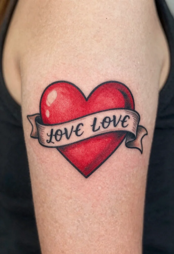 14 Small Red Heart Tattoo Ideas With Cute Bold Detail 64 14 Small Red Heart Tattoo Ideas With Cute Bold Detail - 14. Heart with a Banner 1