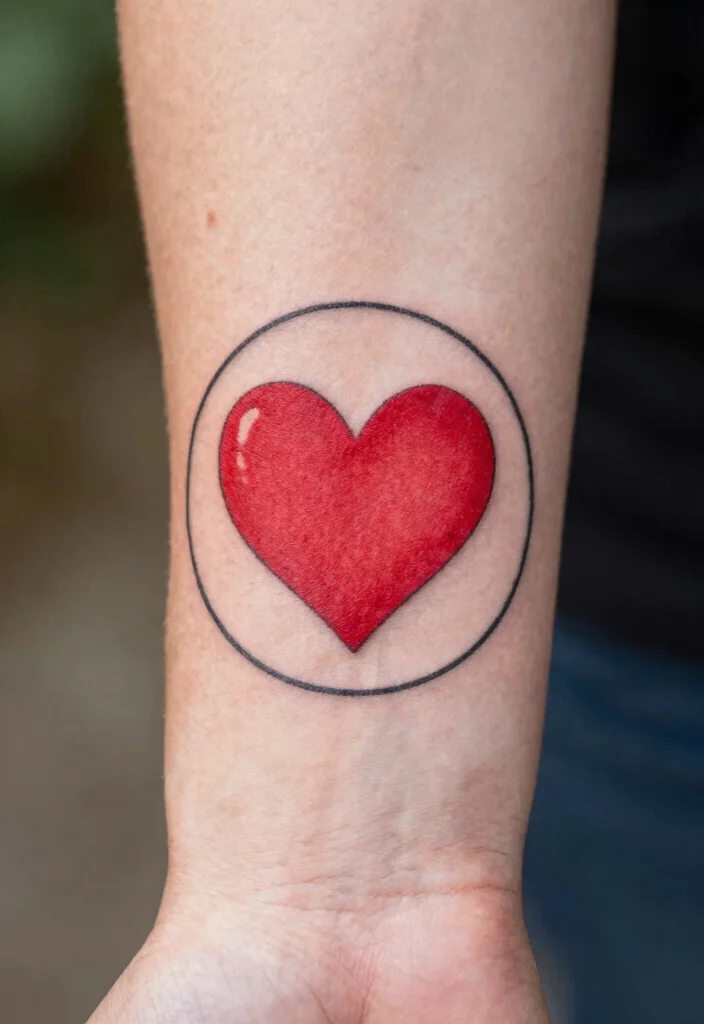 14 Small Red Heart Tattoo Ideas With Cute Bold Detail 28 14 Small Red Heart Tattoo Ideas With Cute Bold Detail - 8. Heart in a Circle 1