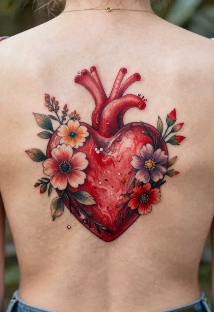 14 Small Red Heart Tattoo Ideas With Cute Bold Detail 39 14 Small Red Heart Tattoo Ideas With Cute Bold Detail - 9. Heart with Flowers 1