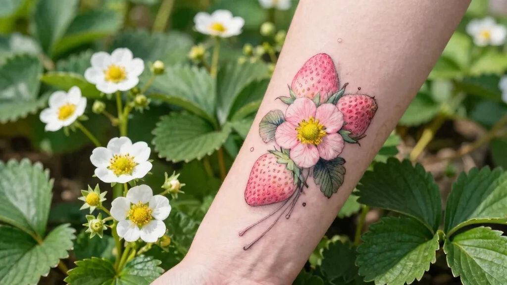 14 Strawberry Flower Tattoo Ideas With Sweet Charm