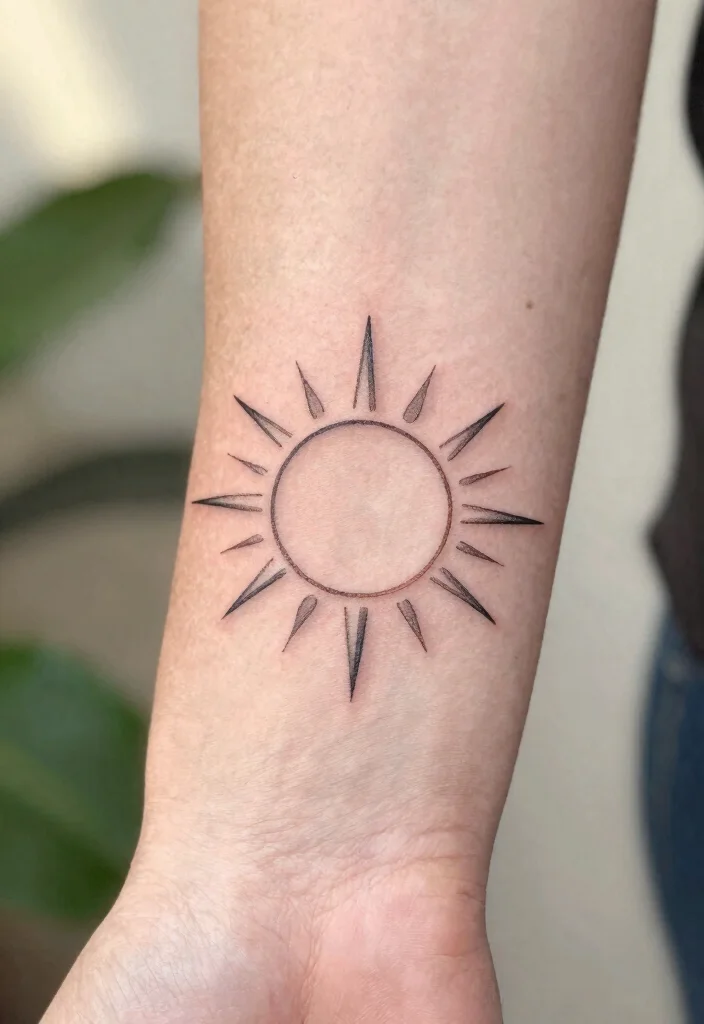 14 Sun Wrist Tattoo Ideas With Minimal Glow 1 14 Sun Wrist Tattoo Ideas With Minimal Glow - 1. Rising Sun: A Symbol of New Beginnings 1