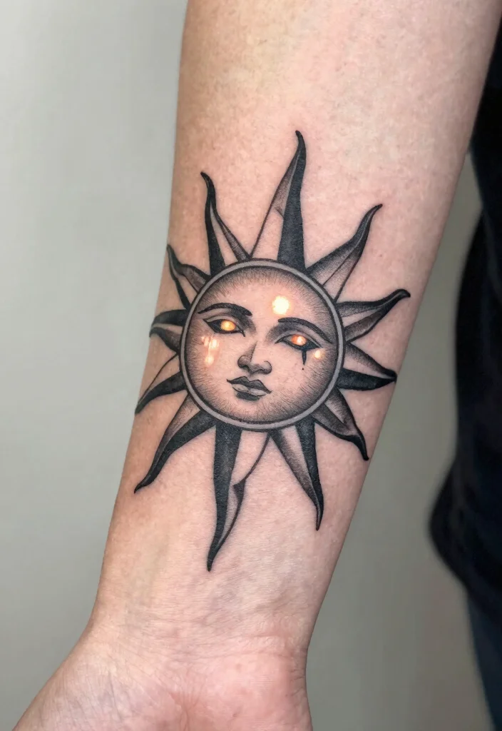 14 Sun Wrist Tattoo Ideas With Minimal Glow 3 14 Sun Wrist Tattoo Ideas With Minimal Glow - 3. Geometric Sun Designs 1