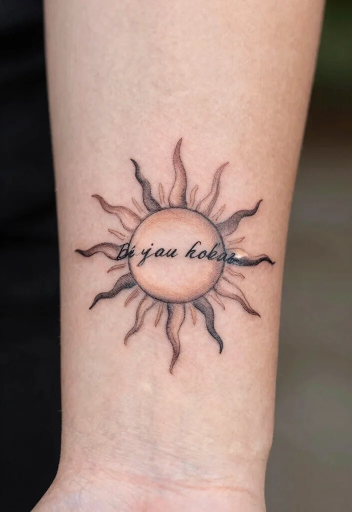 14 Sun Wrist Tattoo Ideas With Minimal Glow 37 14 Sun Wrist Tattoo Ideas With Minimal Glow - 7. Sun with a Quote 1