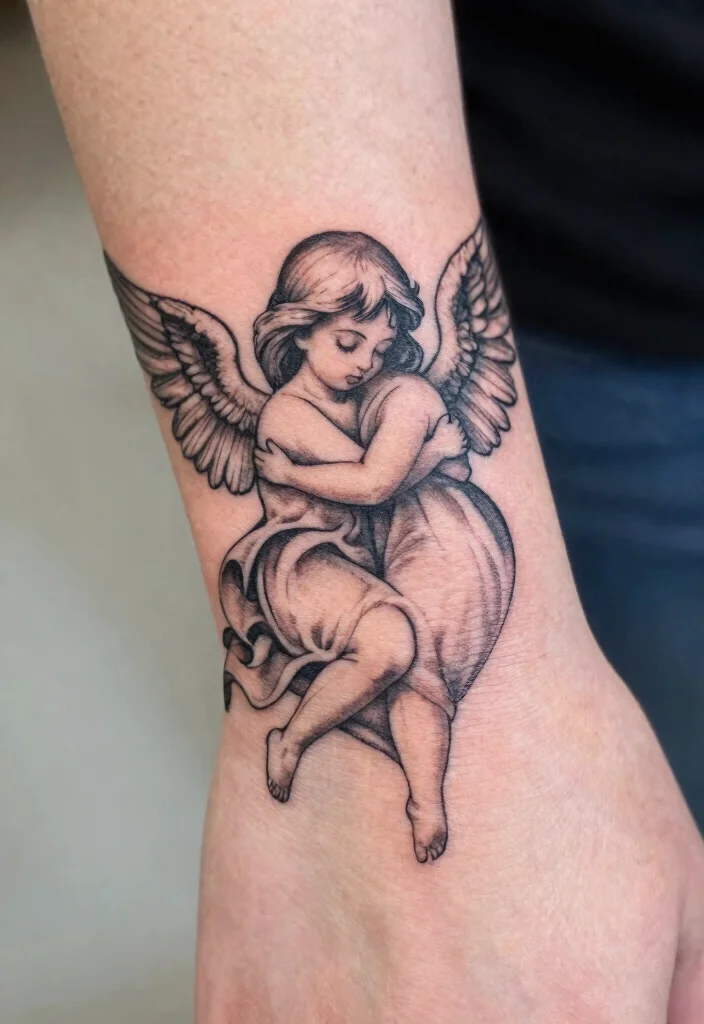 15 Angel Hand Tattoo Ideas With Spiritual Symbolism 65 15 Angel Hand Tattoo Ideas With Spiritual Symbolism - 15. Angelic Embrace 1