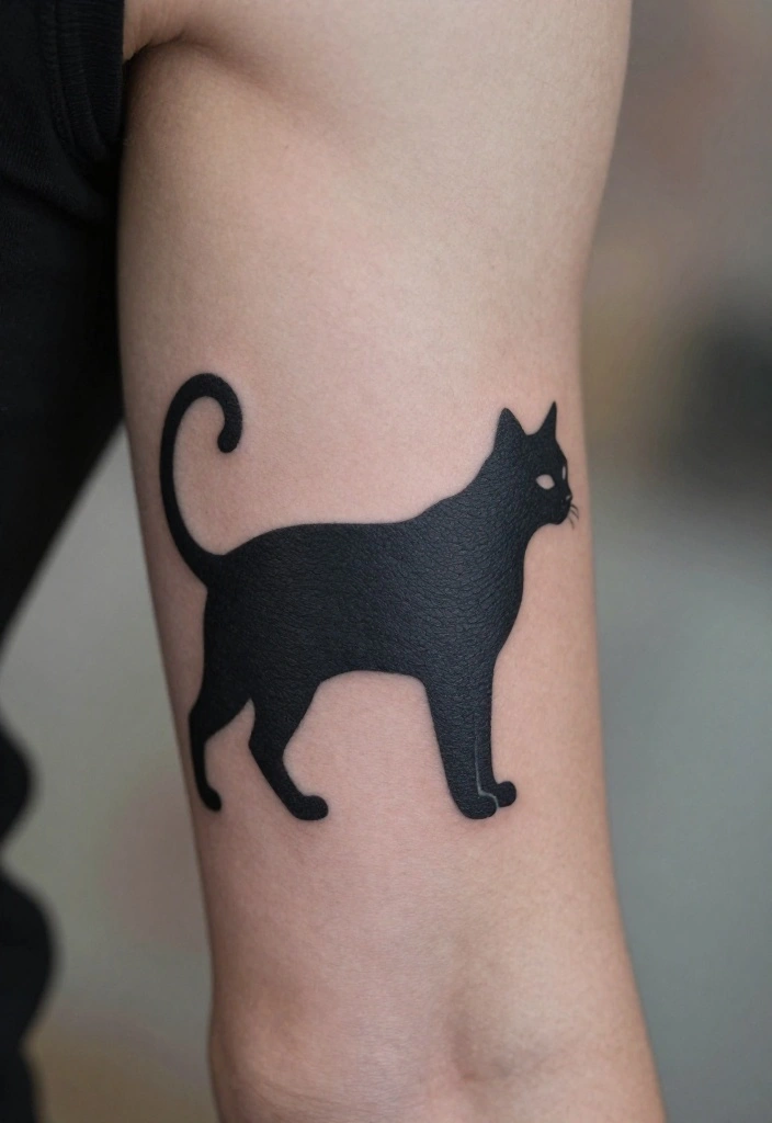 15 Cat Tattoo for Men Ideas With Bold Personality 1 15 Cat Tattoo for Men Ideas With Bold Personality - 1. Sleek Silhouette 1
