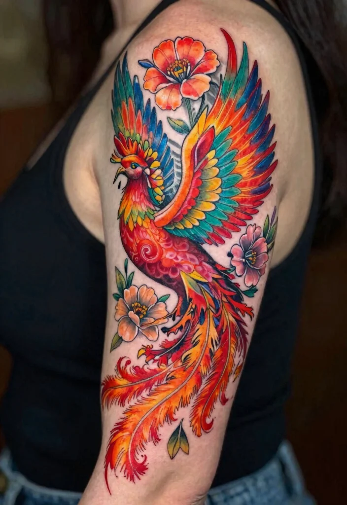 15 Phoenix Arm Tattoo Ideas With Fiery Rebirth 40 15 Phoenix Arm Tattoo Ideas With Fiery Rebirth - 10. Floral Phoenix 1