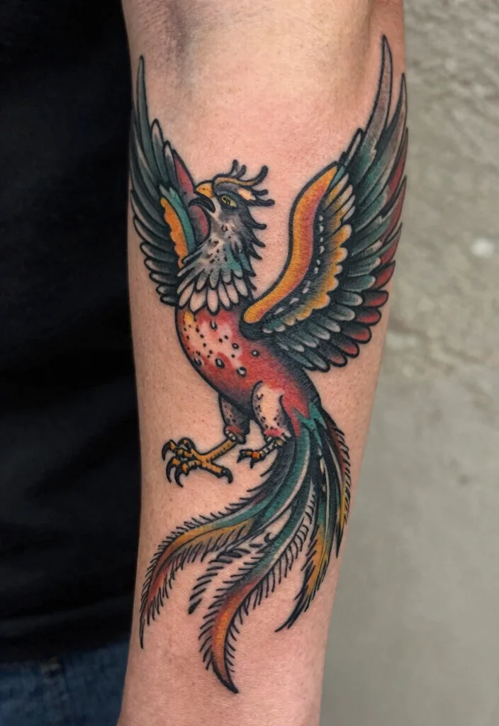 15 Phoenix Arm Tattoo Ideas With Fiery Rebirth 41 15 Phoenix Arm Tattoo Ideas With Fiery Rebirth - 11. Vintage Revival 1