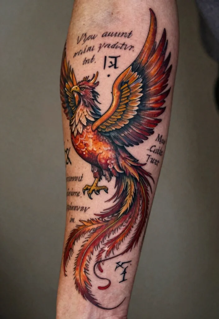 15 Phoenix Arm Tattoo Ideas With Fiery Rebirth 52 15 Phoenix Arm Tattoo Ideas With Fiery Rebirth - 12. Symbolic Elements 1
