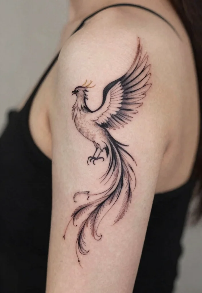 15 Phoenix Arm Tattoo Ideas With Fiery Rebirth 2 15 Phoenix Arm Tattoo Ideas With Fiery Rebirth - 2. Minimalist Phoenix 1