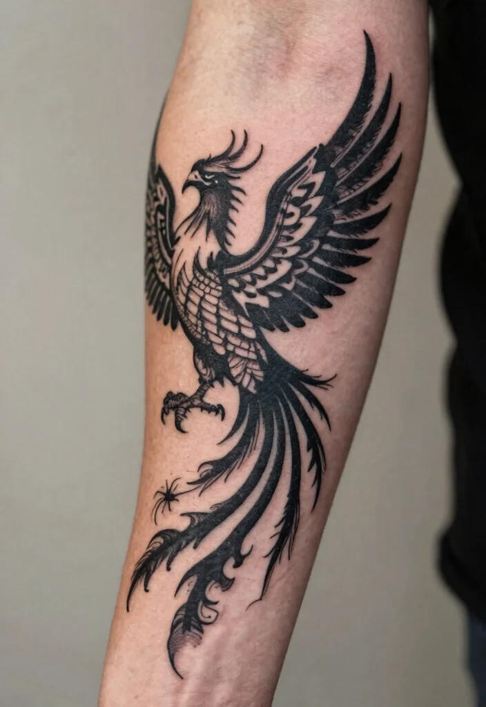 15 Phoenix Arm Tattoo Ideas With Fiery Rebirth 25 15 Phoenix Arm Tattoo Ideas With Fiery Rebirth - 5. Tribal Phoenix 1