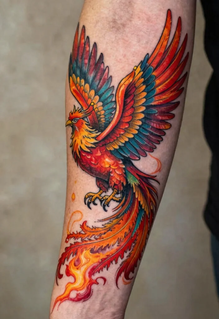 15 Phoenix Arm Tattoo Ideas With Fiery Rebirth 27 15 Phoenix Arm Tattoo Ideas With Fiery Rebirth - 7. Phoenix in Flight 1
