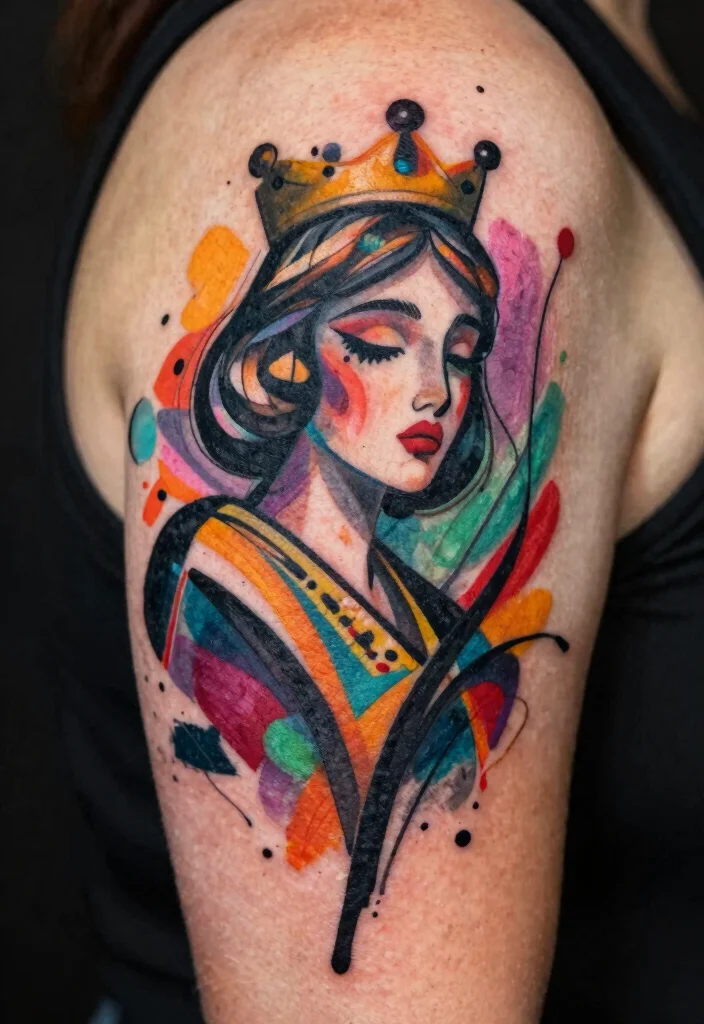 15 Queen of the Night Flower Tattoo Ideas With Mystical Beauty 41 15 Queen of the Night Flower Tattoo Ideas With Mystical Beauty - 11. Abstract Queen of the Night Flower Tattoo 1