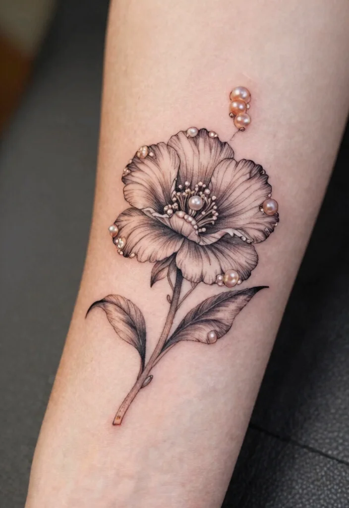 15 Queen of the Night Flower Tattoo Ideas With Mystical Beauty 52 15 Queen of the Night Flower Tattoo Ideas With Mystical Beauty - 12. Delicate Queen of the Night Flower with Pearl Accents 1