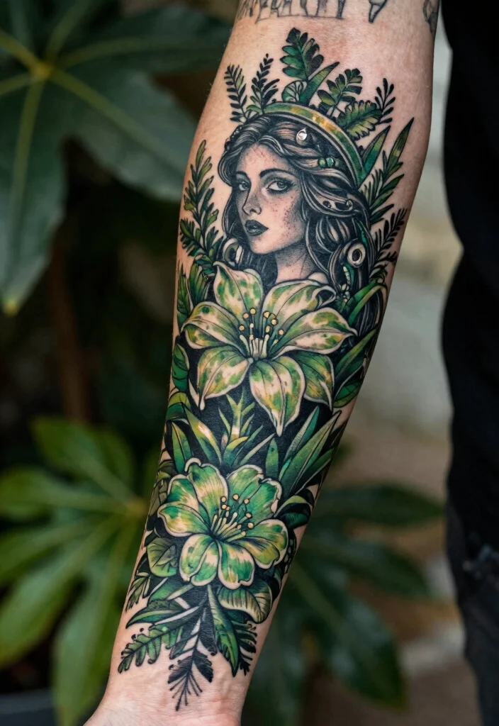 15 Queen of the Night Flower Tattoo Ideas With Mystical Beauty 3 15 Queen of the Night Flower Tattoo Ideas With Mystical Beauty - 3. Intricate Queen of the Night Sleeve Tattoo 1