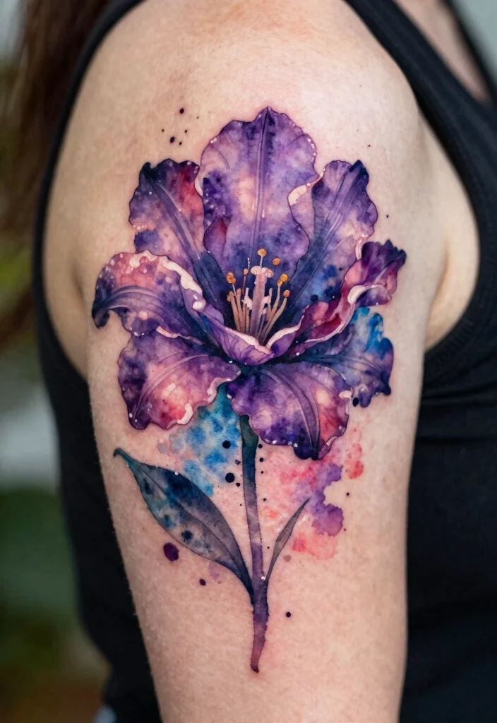 15 Queen of the Night Flower Tattoo Ideas With Mystical Beauty 15 15 Queen of the Night Flower Tattoo Ideas With Mystical Beauty - 5. Watercolor Queen of the Night Flower Tattoo 1