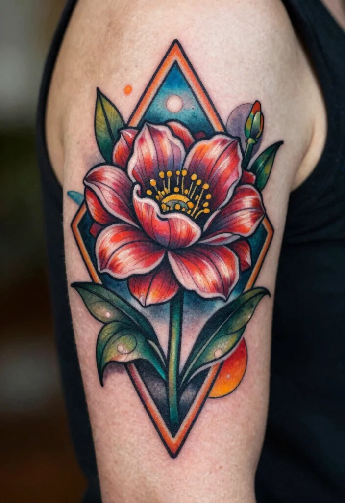 15 Queen of the Night Flower Tattoo Ideas With Mystical Beauty 28 15 Queen of the Night Flower Tattoo Ideas With Mystical Beauty - 8. Queen of the Night Flower with Geometric Shapes 1