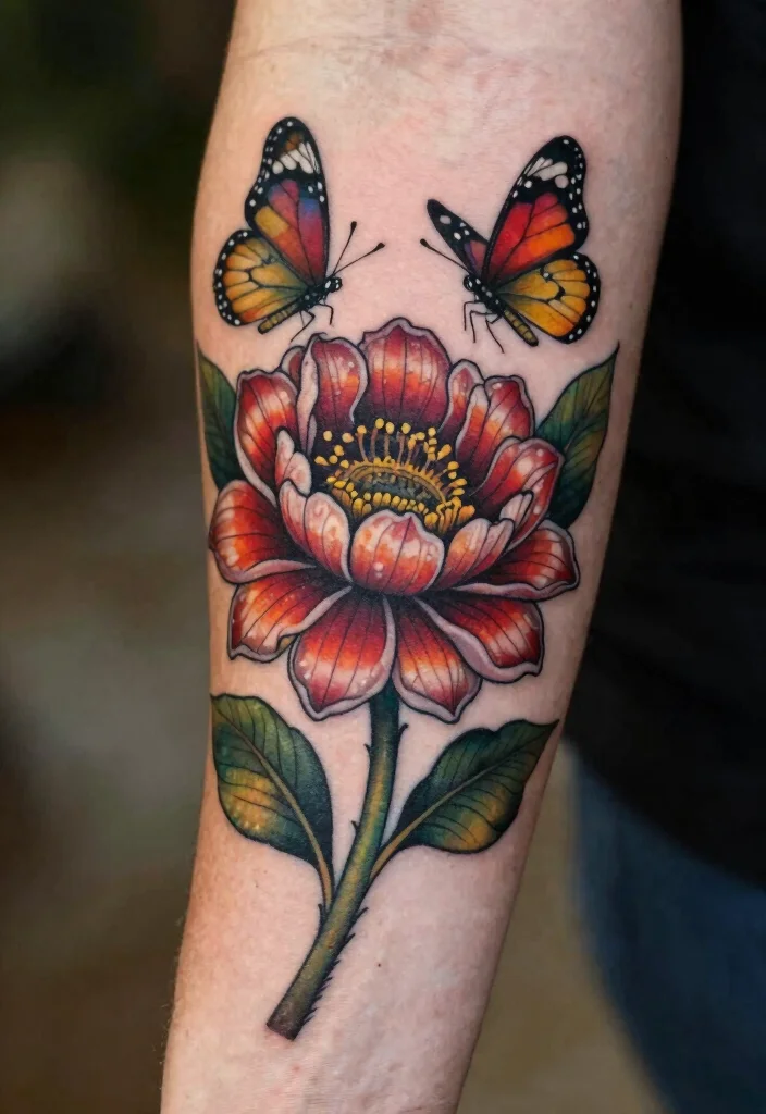 15 Queen of the Night Flower Tattoo Ideas With Mystical Beauty 29 15 Queen of the Night Flower Tattoo Ideas With Mystical Beauty - 9. Queen of the Night Flower and Butterfly Tattoo 1