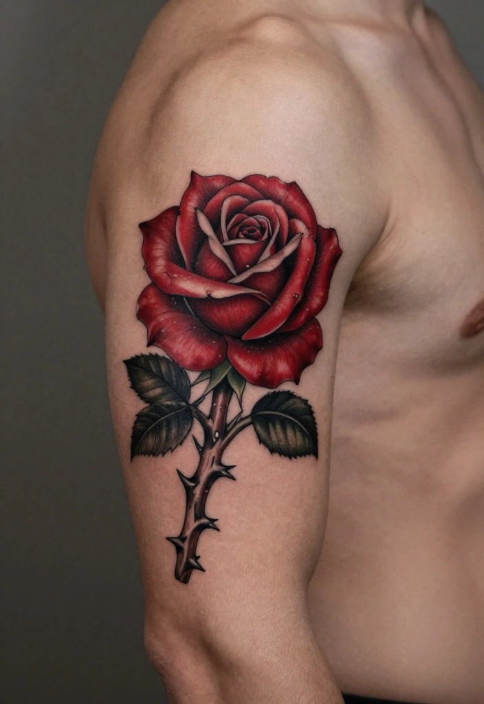 15 Rose Arm Tattoo Men Ideas With Timeless Masculine Style - 2. Rose with Thorns 1