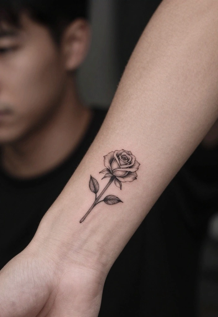 15 Rose Arm Tattoo Men Ideas With Timeless Masculine Style - 8. Small Rose Tattoo 1