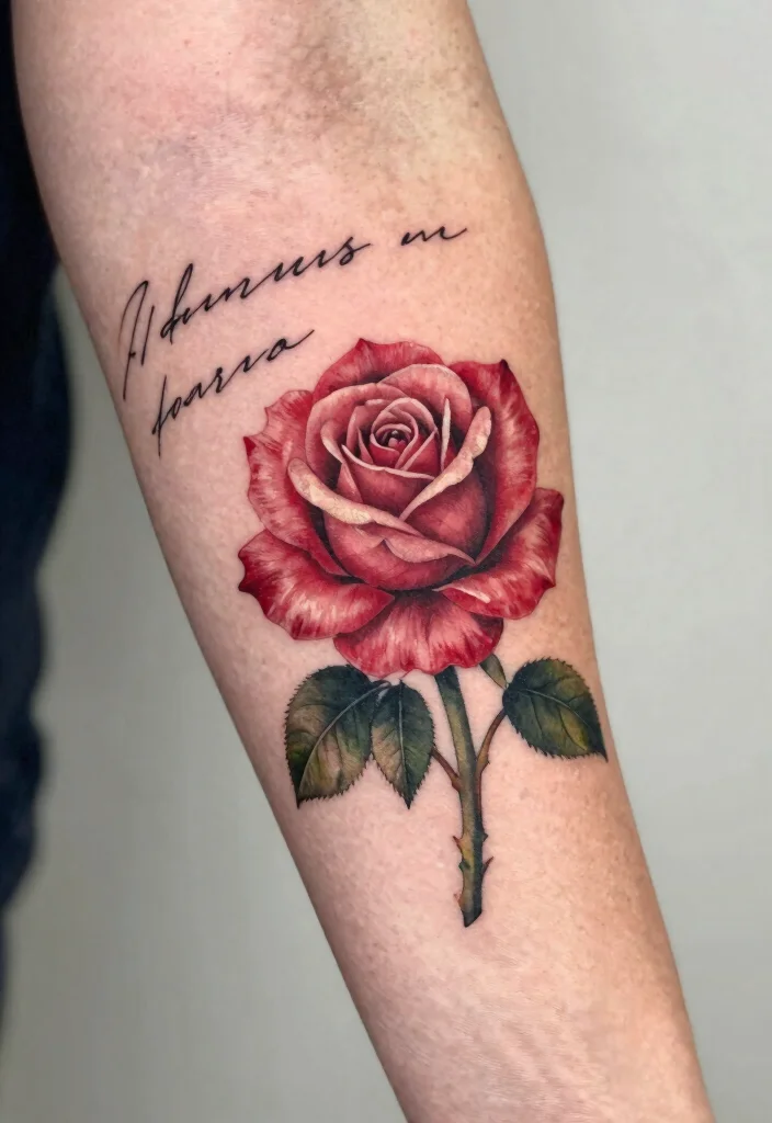 15 Rose Tattoo Unterarm Ideas With Classic Edge 52 15 Rose Tattoo Unterarm Ideas With Classic Edge - 12. Rose with Quote 1