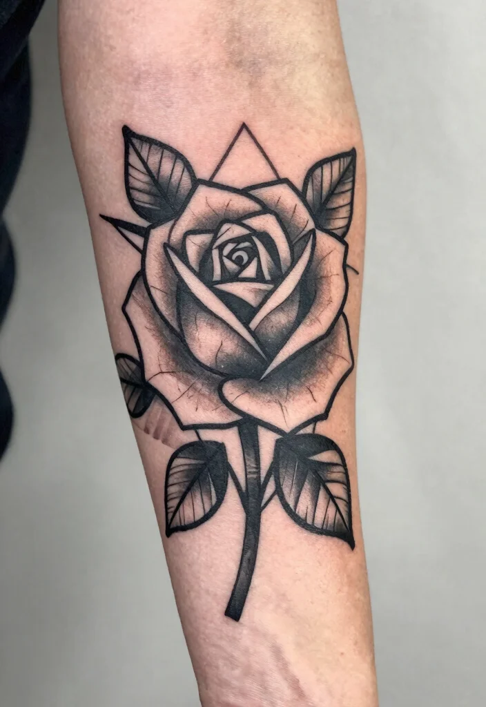 15 Rose Tattoo Unterarm Ideas With Classic Edge 12 15 Rose Tattoo Unterarm Ideas With Classic Edge - 2. Geometric Rose 1