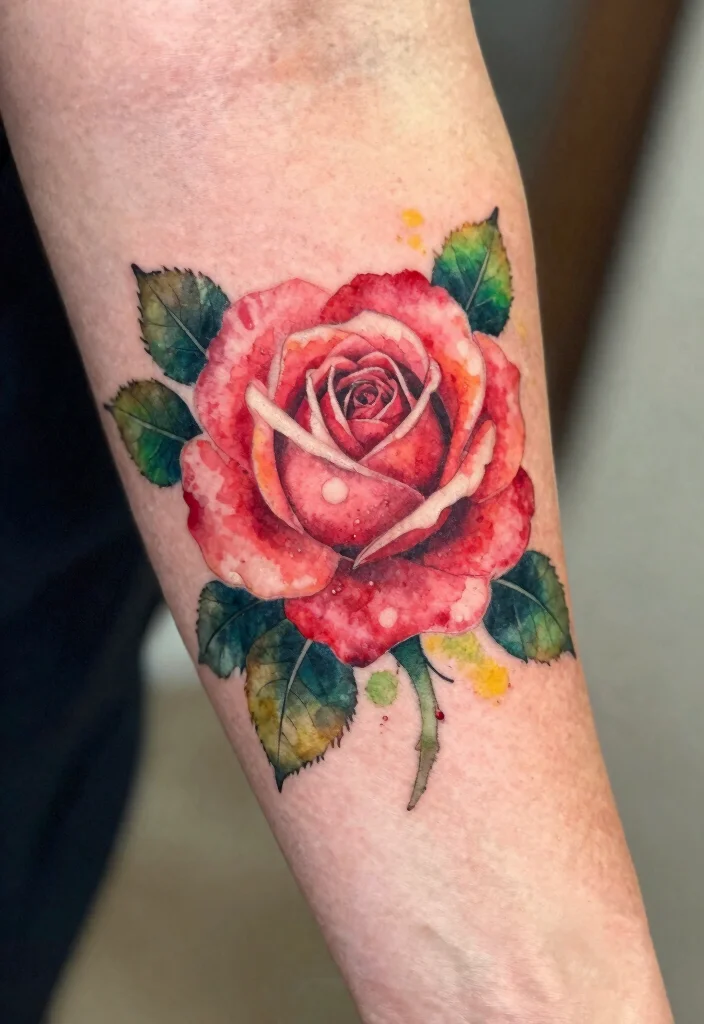 15 Rose Tattoo Unterarm Ideas With Classic Edge 23 15 Rose Tattoo Unterarm Ideas With Classic Edge - 3. Watercolor Rose 1