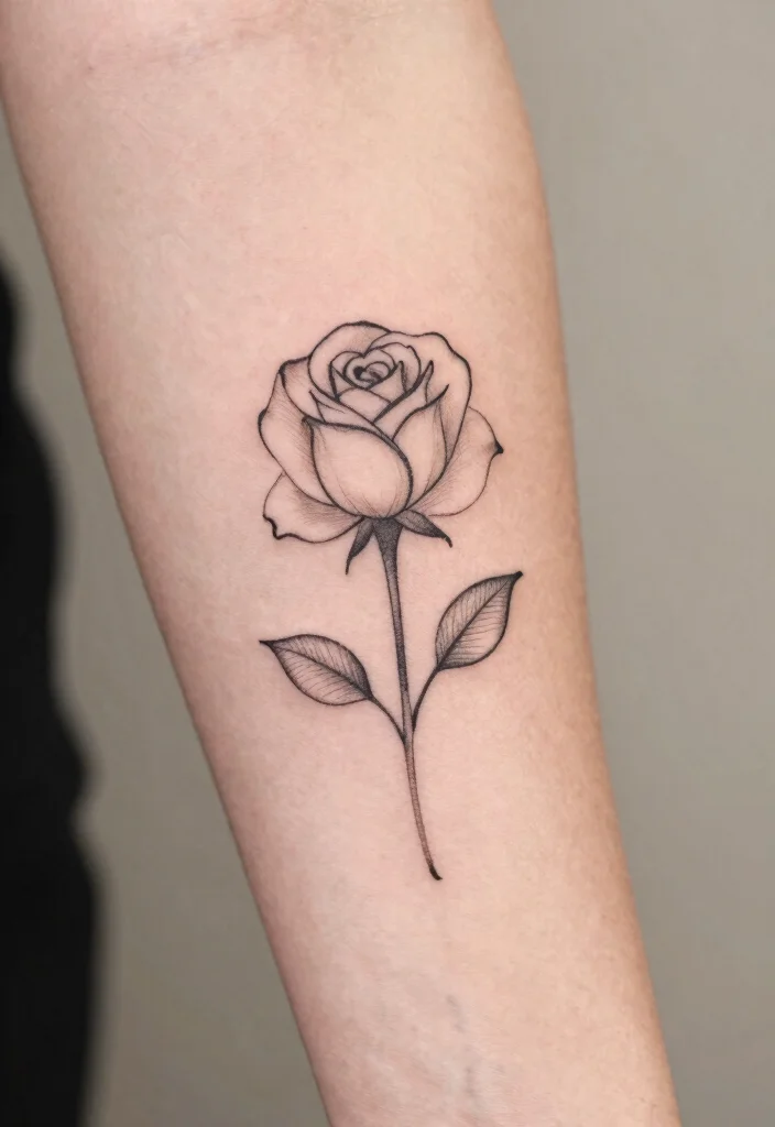 15 Rose Tattoo Unterarm Ideas With Classic Edge 24 15 Rose Tattoo Unterarm Ideas With Classic Edge - 4. Minimalist Outline Rose 1