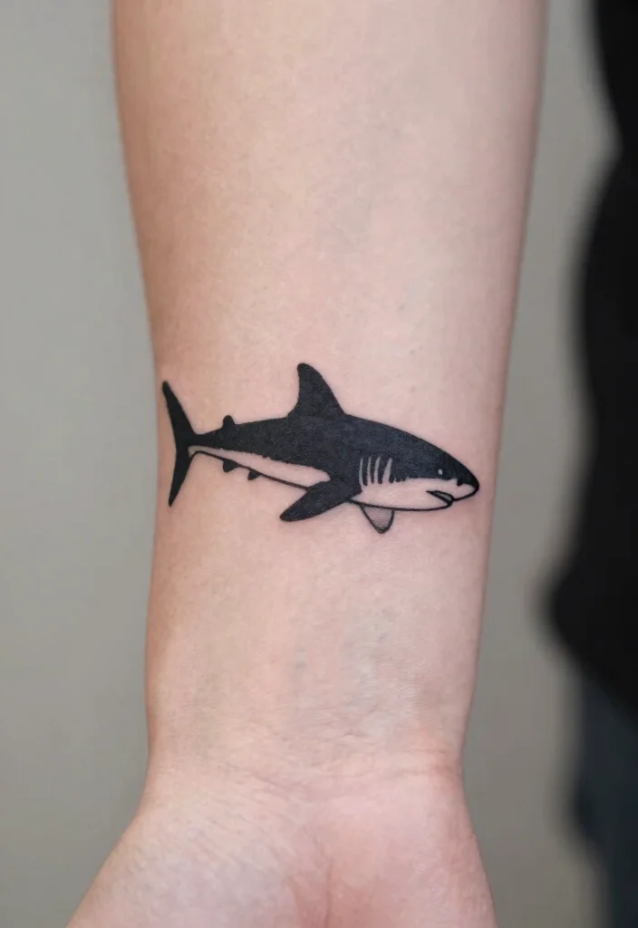 15 Small Shark Tattoo Simple Ideas With Fine Lines - 1. Minimalist Shark Silhouette 1