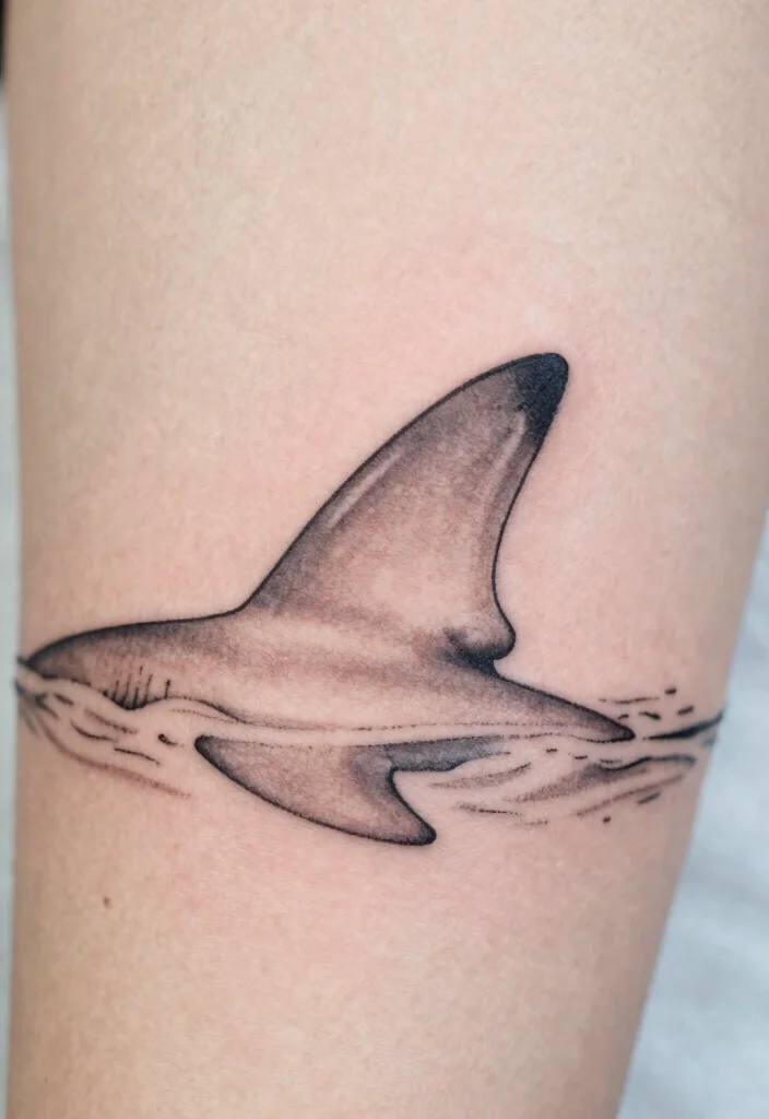 15 Small Shark Tattoo Simple Ideas With Fine Lines - 4. Shark Fin Tattoo 1