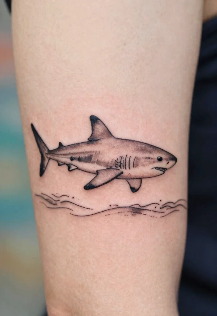 15 Small Shark Tattoo Simple Ideas With Fine Lines - 7. Small Shark Underwater Scene 1