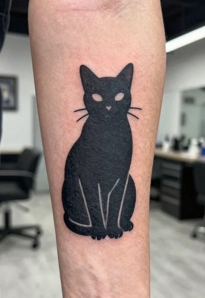 15 Traditional Cat Tattoo Ideas With Vintage Charm - 5. Vintage Cat Silhouette 1