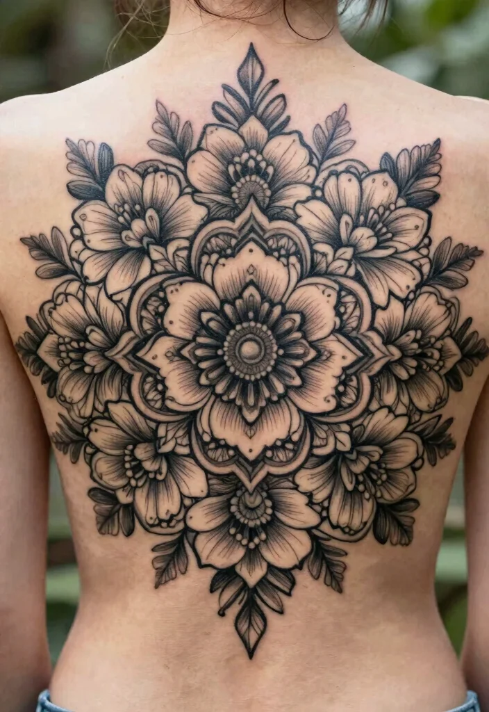 16 Barcelona Flower Tattoo Ideas With Artistic Flair - 11. Personalized Floral Mandalas 1