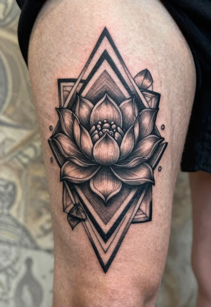 16 Barcelona Flower Tattoo Ideas With Artistic Flair - 4. The Symbolic Lotus 1