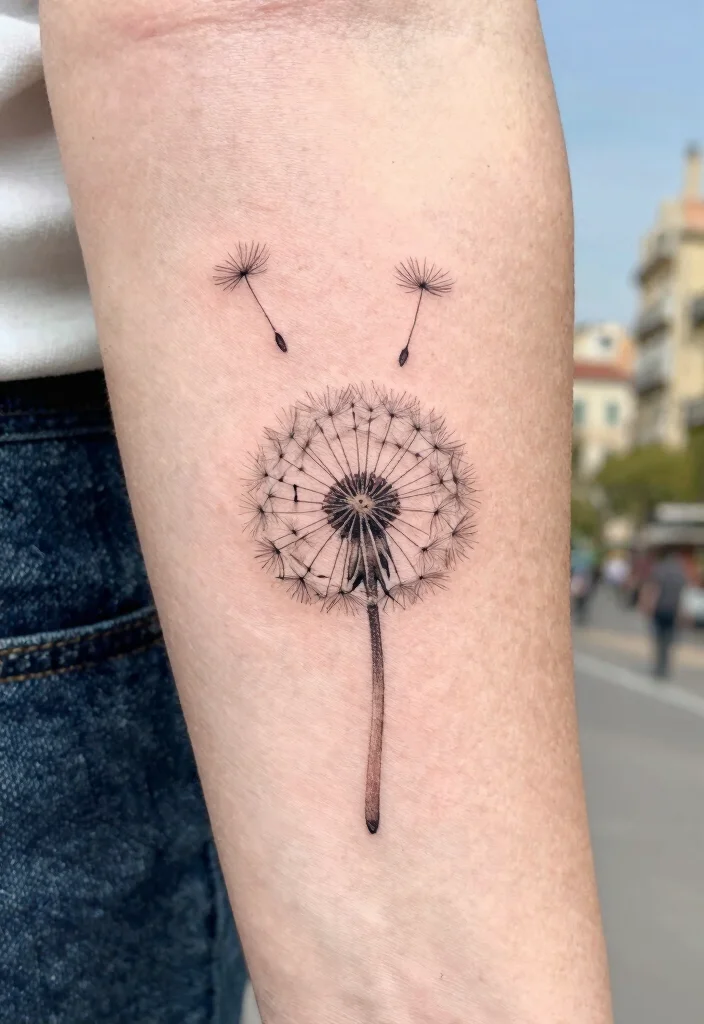16 Barcelona Flower Tattoo Ideas With Artistic Flair - 6. Artistic Dandelions 1