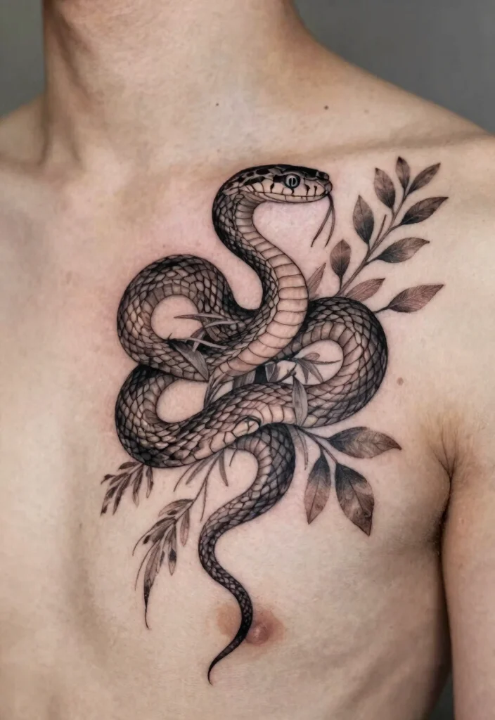 16 Collar Bone Snake Tattoo Ideas With Sharp Detail 54 16 Collar Bone Snake Tattoo Ideas With Sharp Detail - 14. Nature-Inspired Elements 1