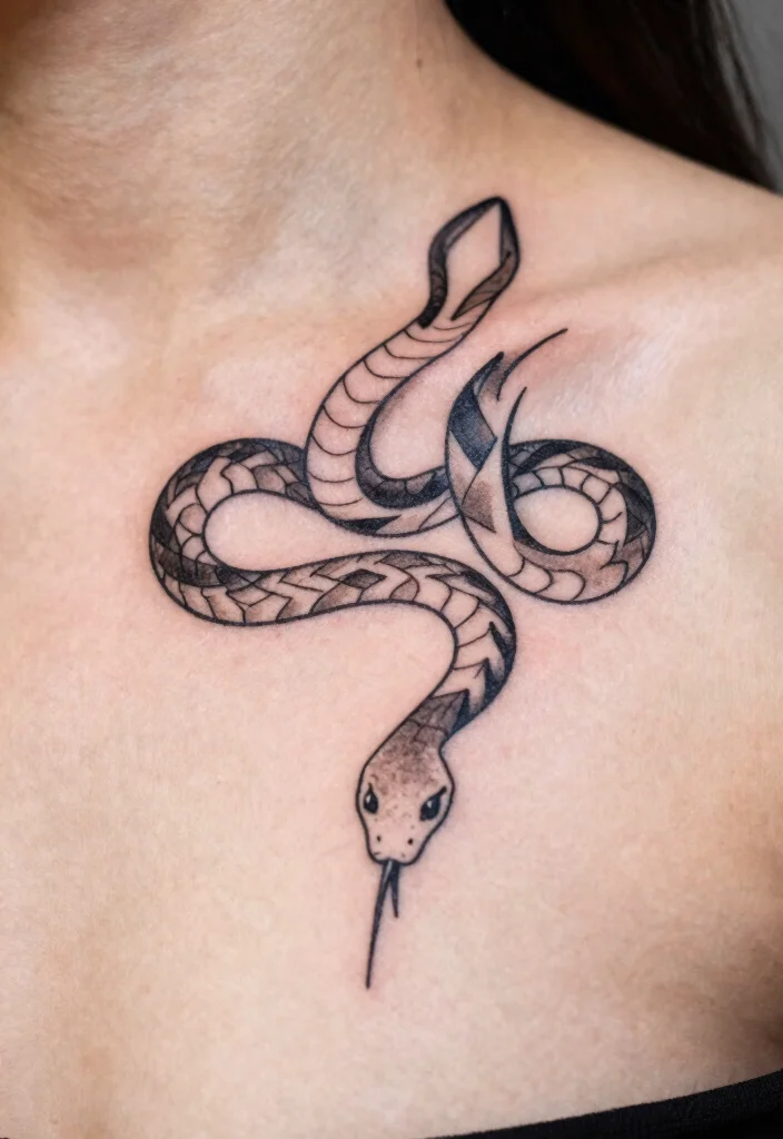 16 Collar Bone Snake Tattoo Ideas With Sharp Detail 13 16 Collar Bone Snake Tattoo Ideas With Sharp Detail - 3. Geometric Shapes 1