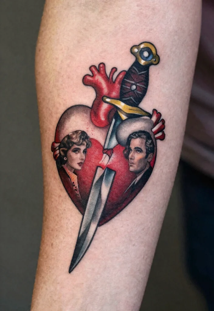 16 Heart and Dagger Tattoo Ideas With Dramatic Flair - 13. Inspiration from Movies and Literature 1