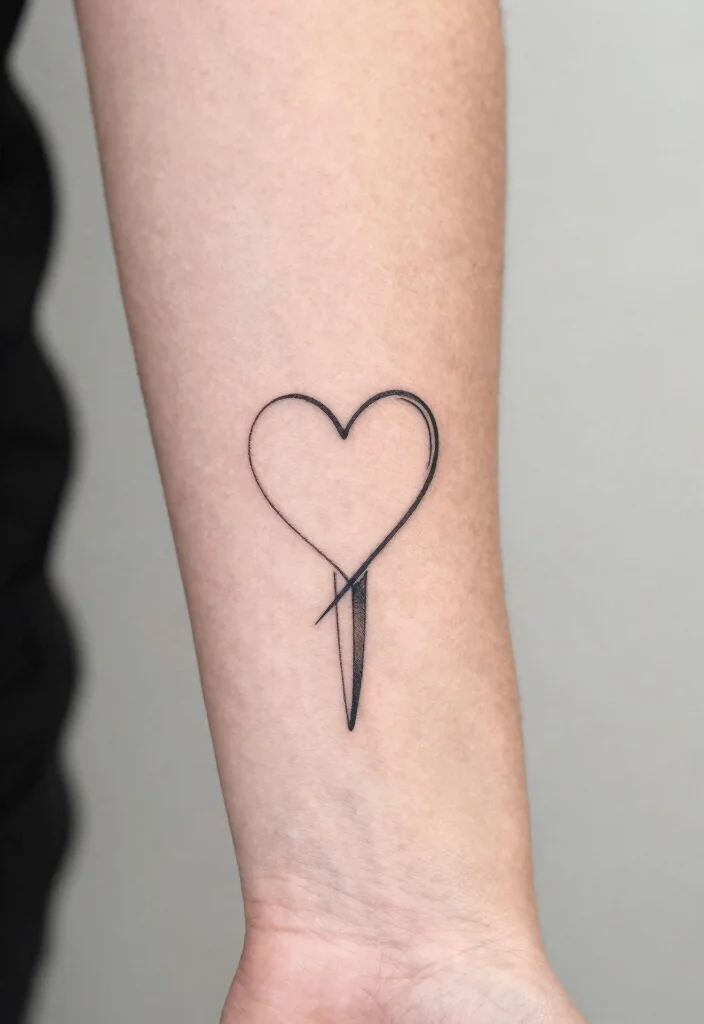 16 Heart and Dagger Tattoo Ideas With Dramatic Flair - 6. Minimalist Heart and Dagger 1