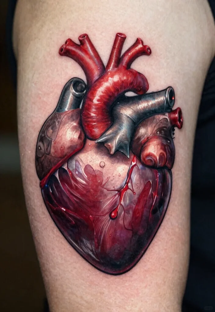 16 Heart and Dagger Tattoo Ideas With Dramatic Flair - 9. 3D Heart and Dagger 1