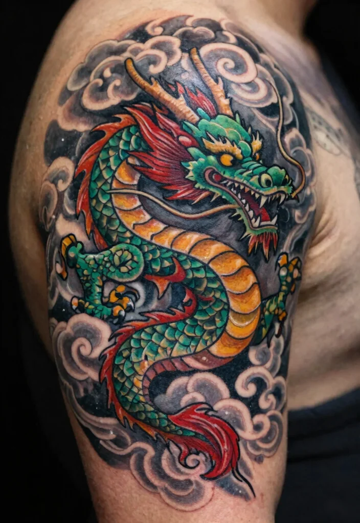 16 Japanese Tattoo Art Dragon Ideas With Traditional Power 53 16 Japanese Tattoo Art Dragon Ideas With Traditional Power - 13. The Dragon with Clouds 1
