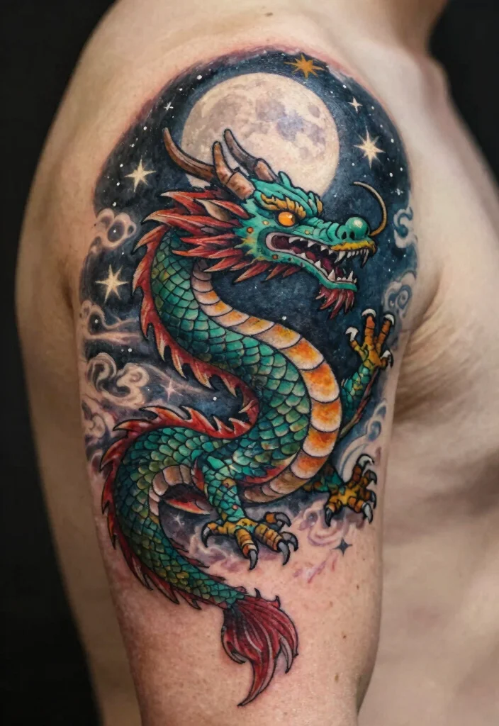 16 Japanese Tattoo Art Dragon Ideas With Traditional Power 54 16 Japanese Tattoo Art Dragon Ideas With Traditional Power - 14. The Dragon and the Moon 1