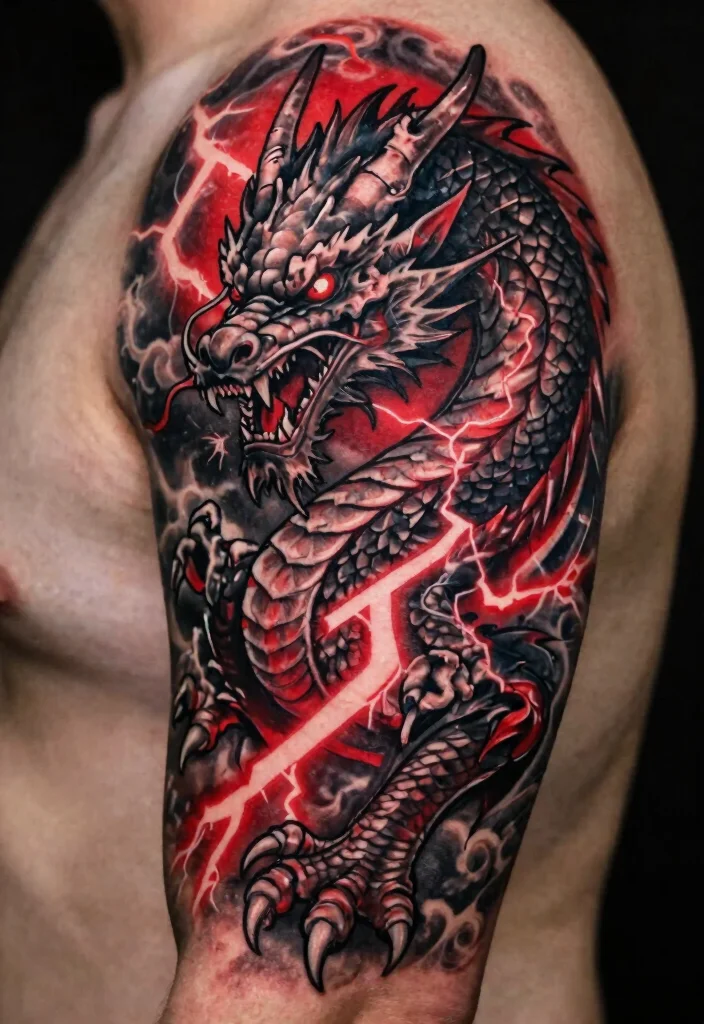 16 Japanese Tattoo Art Dragon Ideas With Traditional Power 2 16 Japanese Tattoo Art Dragon Ideas With Traditional Power - 2. The Thunder Dragon 1